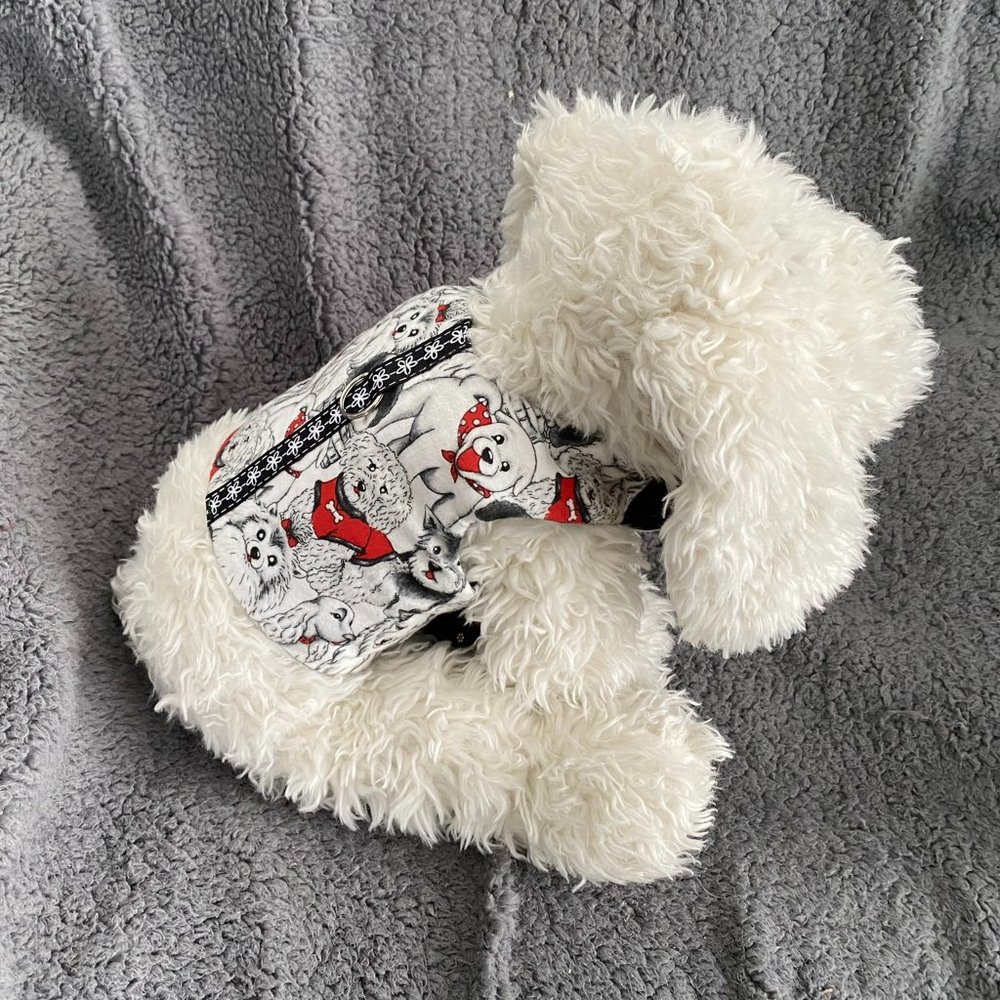 NEW- SMALL FLANNEL DOG HARNESS - handmade